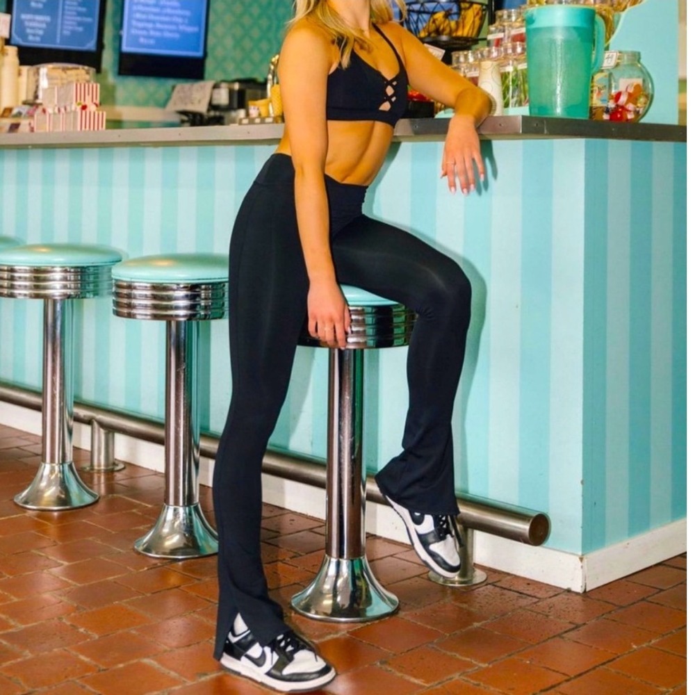 Five the Label Split Flare Bootcut CrossOver Leggings Size XS Black‎